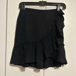 Express Black Ruffle Mini Skirt